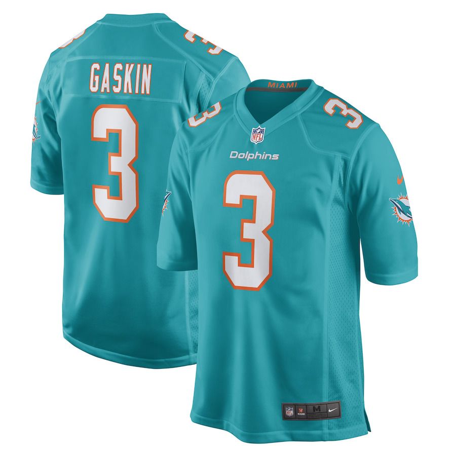 Men Miami Dolphins 3 Myles Gaskin Nike Aqua Game Player NFL Jersey